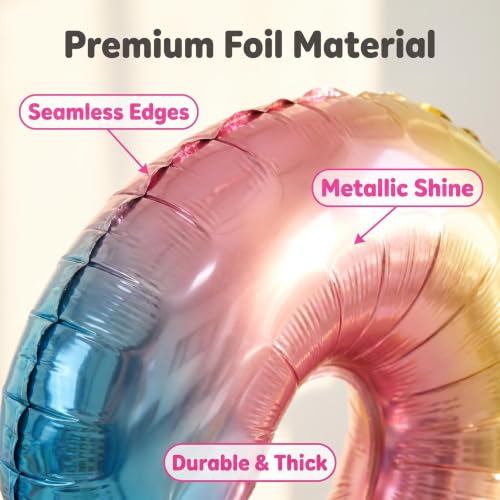 Image of YPSelected 32 Inch Large Foil Helium Number Balloon Birthday Wedding Party 0-9 (Rainbow, 6)