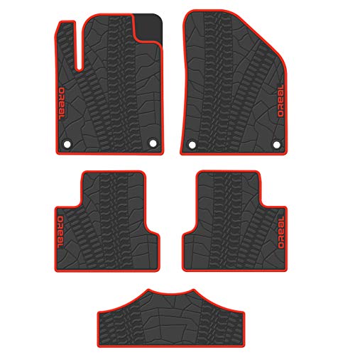 biosp Car Floor Mats for Jeep Cherokee 2014 2015 2016 2017 2018 2019 Front And Rear Heavy Duty Rubber Liner Set Black Red Vehicle Carpet Custom Fit-All Weather Guard Odorless
