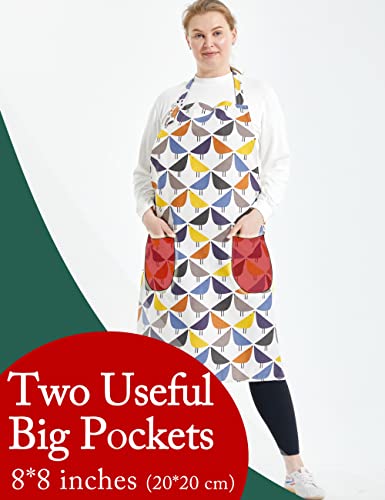 Apronner Cotton Linen Baking Plus Size Aprons For Women With Pockets Kitchen Cooking Birdies #TOP2