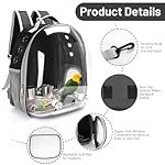 Bird Travel Backpack Carrier, Bird Cage for Small Medium Size Parakeet Budgies Cockatiel, Space Capsule Clear Bubble Window with Stainless Steel Tray Food Bolw Standing Perch (Black) - Image 3