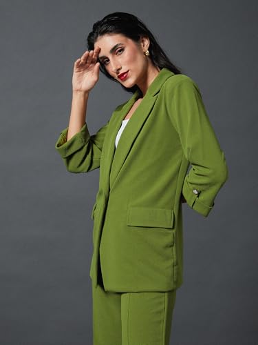 Image of Sassafras worklyf Women's Blazer Regular Fit Full Sleeves Longline Front Open Show Pocket - Casual Workwear Blazers