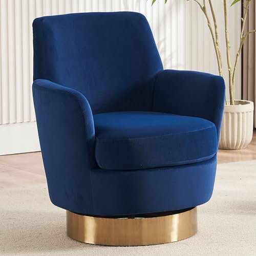Sillón giratorio cojín de terciopelo azul miniatura 1