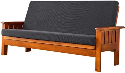 CHUN YI Jacquard Futon Cover Full Size Futon Mattress Cover Stretch Foldable Sofa Bed Covers Washable Futon Slipcover Fit for 6 to 8 Inches Sofa Cover (Gray)