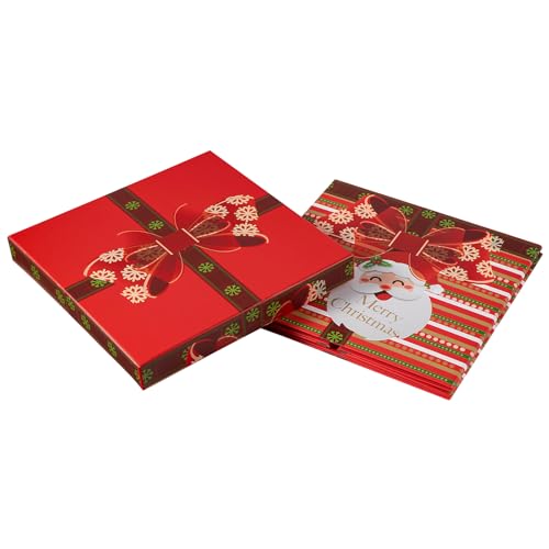 Boîte cadeau de Noël RUSPEPA pliable avec couvercle et ruban rouge 23x23x23 cm