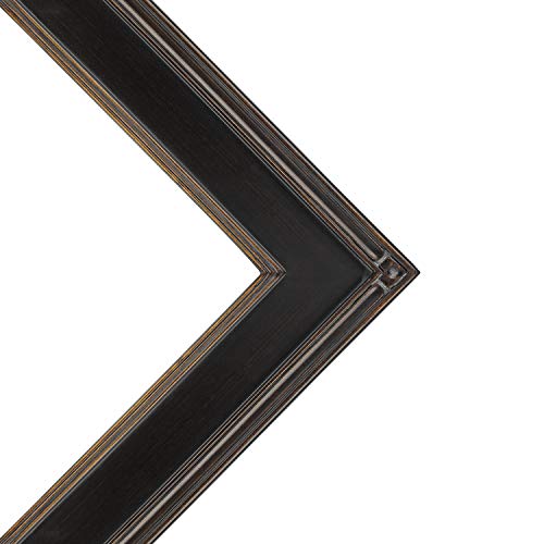 Creative Mark Plein Air Museum Collection De Stijl Picture Frame Solid Wood Composition Hand-Leafed Museum Quality Closed Corner Readymade Size - Black/Gold 16X20 #TOP2