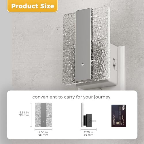 Image of L LOHAS LED Night Lights Plug Into Wall, 2 Pack Night Light with Dusk-to-Dawn Sensor, Dimmable Decorative LED Nightlights, 0-100LM 3000K Adjustable Brightness for Bathroom, Hallway, Bedroom,Stairway