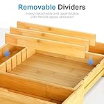 Bamboo Expandable Silverware Organizer - Adjustable Cutlery Tray with 3 Removable Dividers & 5 Tracks, Drawer Organizer for Utensils, Stationery, Tools (12.6" to 20.5") - Image 3