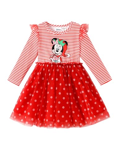Image of Disney Girls' Tulle Tutu Dress Birthday Party Outfit Baby /Toddler | Officially Licensed, Frozen Elsa, Minnie, Princess, Velvet Top with Belt, Multi-Layer Mesh Skirt, Ruffle Long Sleeve Clothes