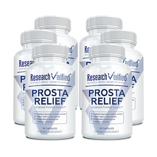 Research Verified Prosta Relief - Saw Palmetto and Bioperine - Prostate Health Bladder & Urinary Health Drive and Performance - Pure Natural 90 Capsules (Pack of 6)