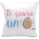 42,5 cm. Cojin Decorativo, Original y Personalizado para Regalo, con Expresiones y Frases graciosas. Incluye Relleno. Te Quiero un Huevo. 42,5 X 42,5 cm. Cojines con Agradable Tacto de Algodon.