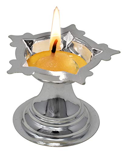 Sterling Silver Diya/Deepak for Pooja Diwali PUJA Star Shape DHANTERAS MANDIR