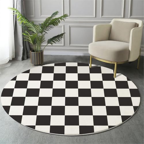 Tapis de salon antidérapant et lavable en machine style damier - 4