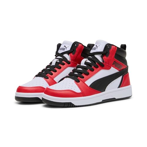 PUMA Unisex Kids Rebound V6 Mid Jr Zapatillas, Puma White Puma Black For All Time Red, 40 EU - imagen 6