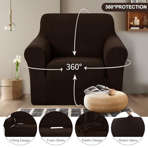 U-NICE HOME Recliner Chair Covers Stretch Couch Cover Sofa Cover Sofa Slipcover Furniture Protector for Chair Cover Pet Friendly(Armchair, Chocolate) - Image 4