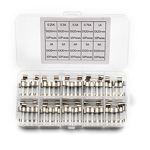 fuses 100PCS/Set 5x20mm Glass Tube Fuses Set Quick Blow Glass Tube Fuse Set 0.25/0.3/0.5/0.75/1/2/3/4/5/6A 250V with Box fuses