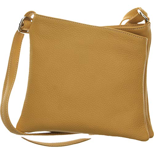 Quarchioni Pelleteria - Bolso bandolera (talla 10), color amarillo