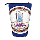 hgnbcsa Estuche con cremallera con estampado de bandera de Virginia, bolsa de diseño telescópico, compacto a expandible, para artículos de papelería y cosméticos