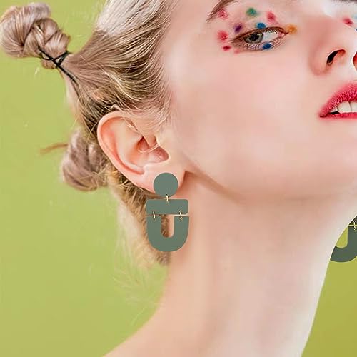 ANATTASOUL 4 Pairs Geometric Drop Dangle Earrings Lightweight Polymer Clay Stud Handmade U Shape Boho Irregular Statement Earrings for Women Anniversary Birthday Christmas Valentine’s Wedding Gift with Box4