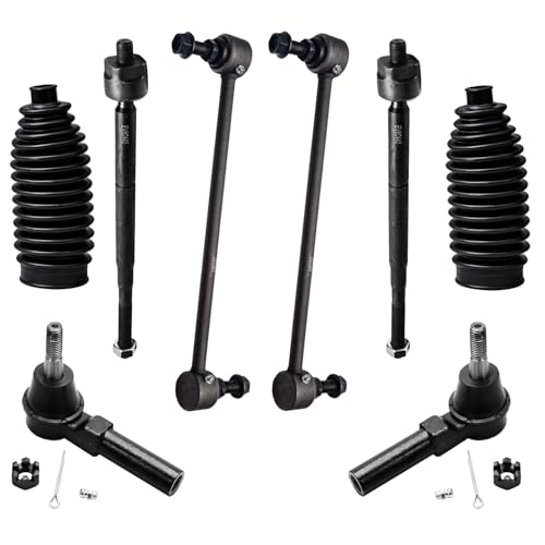 Detroit Axle - Front 8pc Suspension Kit for Chevrolet Cobalt Pontiac G5 Pursuit Chevrolet HHR Saturn Ion, 2 Sway Bars 4 Tie Rod Ends 2 Boots + Bellows Replacement