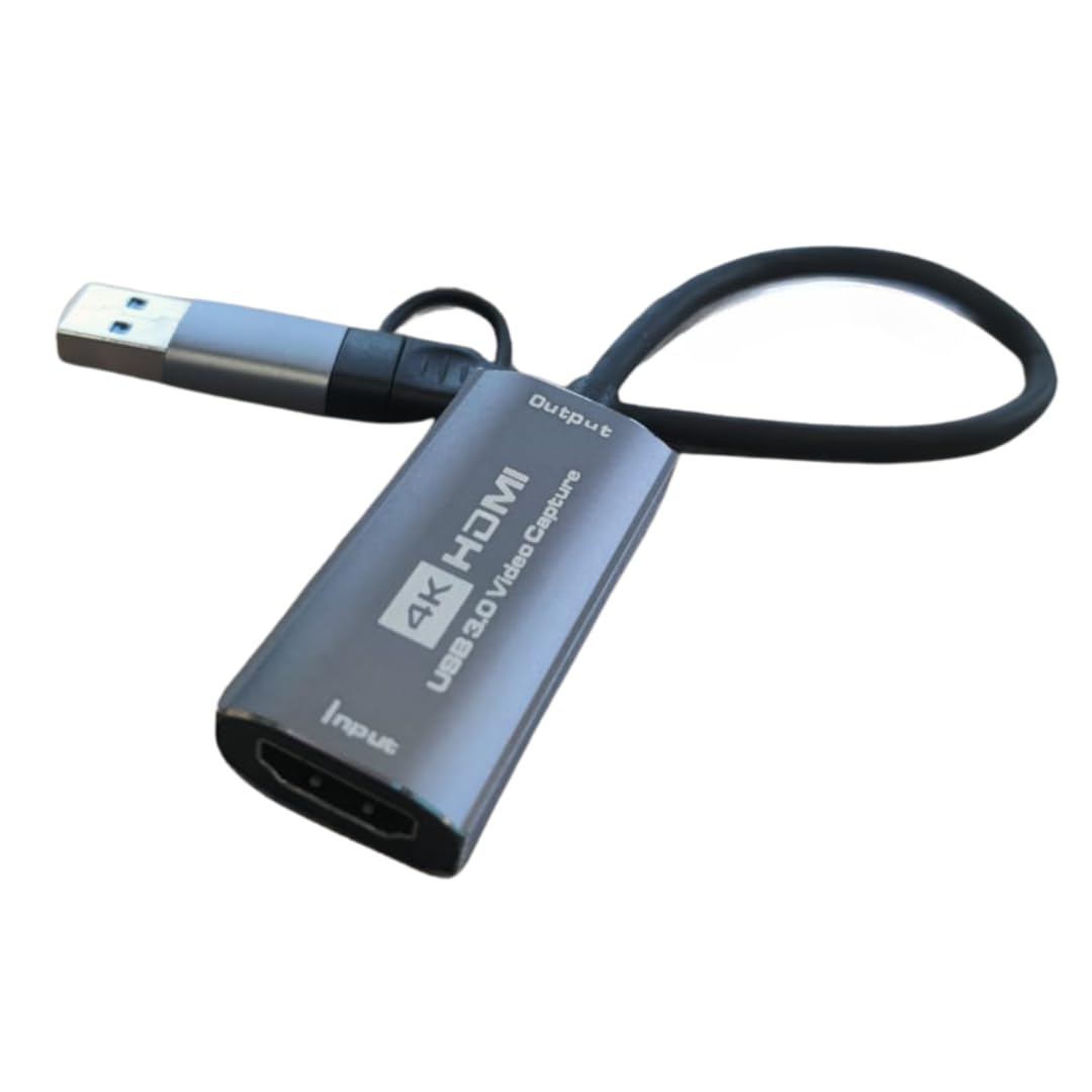 Millennium Technology 4K HDMI to USB 3.0 Video Capture Card HD 1080P 60Hz Video Live Streaming for Gaming,Teaching,You Tube Supports Windows,MAC OS,Android, Aluminium Body