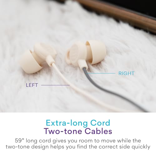 Image of MEE audio SleepTones USB-C Wired Sleep Earbuds for Side Sleepers with Lightweight Low-Profile Silicone Earpieces, Noise Reduction Sleeping Headphones with Built-in Mic & Volume Controls (Beige)