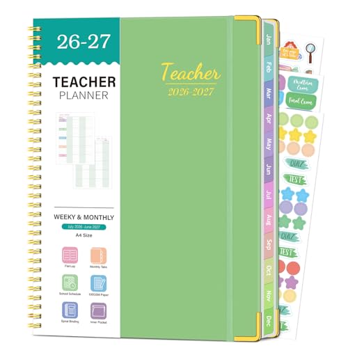 Planificateur de cours pour enseignants 2026-2027 format A4 avec spirales et onglets
