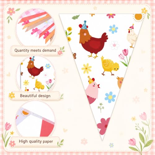 Glenmal 5 Pcs Chicken Themed Pennant Banners Birthday Party Decorations - Image 4