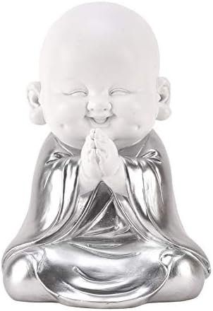 Widdop HESTIA Baby Buddha Silver and White Buddha Child Zen Gift Ornament Hands Together HE1676