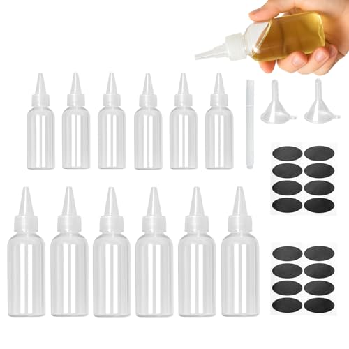 12 pcs 60ml/100ml Botellas de Compresión Pequeñas,Squeeze Bottles,Botella de Salsa,Dispensador de Botellas Exprimir de Plástico por Salsa Aceite de Oliva Ketchup + 2 Embudos/1 Adhesivo/1 Bolígrafo