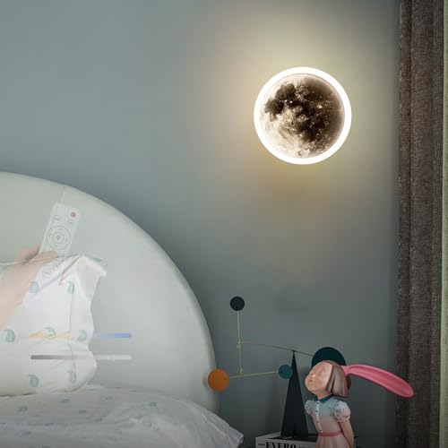 Aplique de pared LED Luna regulable con mando para dormitorio infantil C