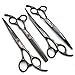 7.0in Titanium Professional dog Grooming Scissors set,Straight & Thinning & Curved scissors 4pcs set for Dog grooming (Bright black)