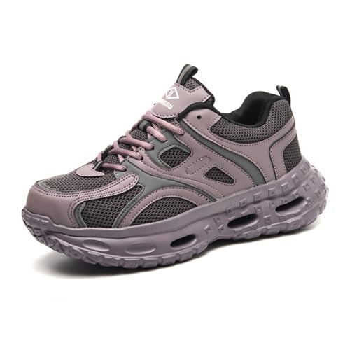AUXDIQ Sicherheitsschuhe mit Stahlkappe Damen Industrielle Arbeitsschuhe, Violett, 36 EU