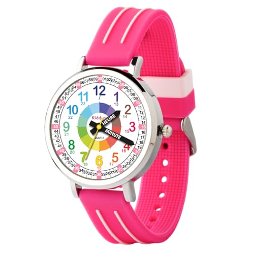 Kiddus Montre Enfant Fille, à partir de 5 Ans, 3ATM et 5ATM, Montre Éducative Analogique pour Enfants, Cadeau Junior