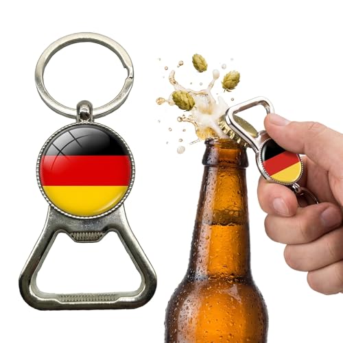 Décapsuleur Porte-Clés Allemagne, Ouvre-Bouteille en Métal Robuste aux Couleurs du Drapeau Allemand (Noir Rouge Jaune), Accessoire Indispensable pour Supporters de Foot et Fêtes, Cadeau Homme