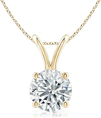 The Diamond Deal .33ct (1/3Cttw) Carat Round Brilliant Solitaire Lab-Grown Diamond Solitaire Pendant Necklace For Women Girls infants in 14k Yellow Gold With 18" Gold Chain
