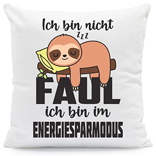 GRAVURZEILE Kissen mit Spruch - Ich Bin Nicht faul - Lustiges Motiv Faultier - bedruckter Bezug mit Reißverschluss - Witzige Geschenk für Freunde zum Geburtstag Weihnachten Farbe mit Füllung GRAVURZEILE Kissen mit Spruch - Ich Bin Nicht faul - Lustiges Motiv Faultier - bedruckter Bezug mit Reißverschluss - Witzige Geschenk für Freunde zum Geburtstag Weihnachten Farbe mit Füllung
