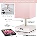 MissionMax Modern Pink Small Table Lamp w USB Quick Charging Port, Great for LED Bedside, Desk, Bedroom, and Nightstand Lamps or Other Table Lights, 14 inch