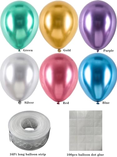 Jhbvhbh AB-0018 Colorful Party Balloons 100Pcs 12Inch Chrome Metallic Helium Balloons thumb #1