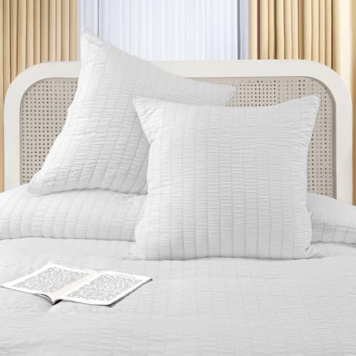 Miniatura 5 de Utopia Bedding Seersucker Funda Nordica Cama 150 - Juego De Funda Nórdica De Microfibra Seersucker 220x240 Cm Y 2 Funda De Almohada 65x65 Cm Blanco