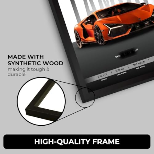 Image of Lamborghini Revuelto Poster | Framed Lamborghini A4 Sized (31 x 23 cm) | Car Poster for Wall, Gift for Boys, Supercar Posters | Supercar Frames | Car Posters for Wall, Bedroom, Hostel, Study Room (F 011)