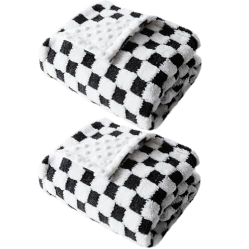 Image of Soft Checkered Baby Blankets for Unisex Girls or Boys Breathable Gender Neutral Nursery Double Layer Blankets with Dotted Backing for Newborn Toddlers (30” X 40”)