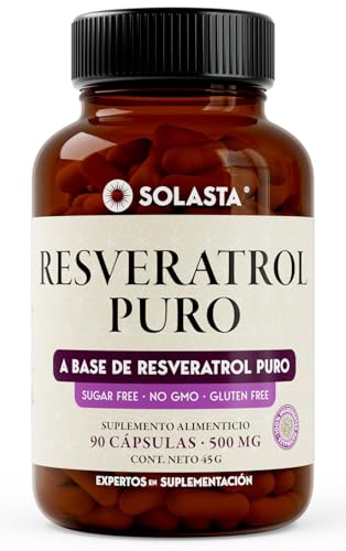 5h8 Nutrition, RESVERATROL | Solasta | Cápsulas de 500mg de Fácil Absorción | Ingredientes Naturales de Alta Calidad | 90 Cápsulas