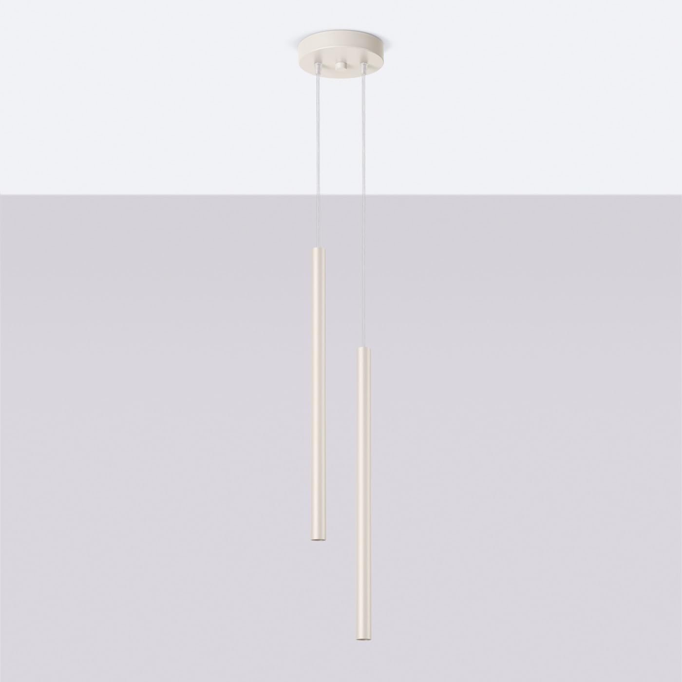 SOLLUX lighting PASTELO Lámpara Colgante Moderna - Luminaria Versátil - G9, max 8W LED, ~230V, 50Hz, IP20 - Bombilla no incluida - 2x Fuente de luz - 15x15x114cm, Beige