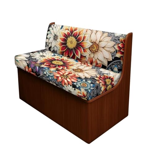 GePrint RV Dinette Cushion Covers Mandala Flower Stretchable RV Booth Seat Cover Washable Rv Cushion Slipcover Replacement for Camper Car Bench, 1 Backrest and 1 Bench Covers