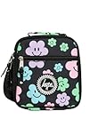 hype Unisex Lunch Box, Black with Pastel Flowers, School Bag for Kids, Stylish Lunch Bag with Bottle Holder, 3 Storage Compartments, Inside Thermal Lining & Grab Handle