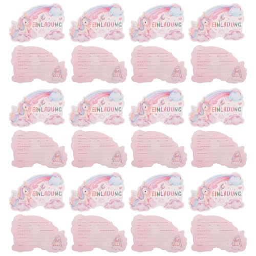 Invitaciones de Unicornio para Cumpleaños Infantil: 24 Tarjetas de Papel para Fiestas de Niña