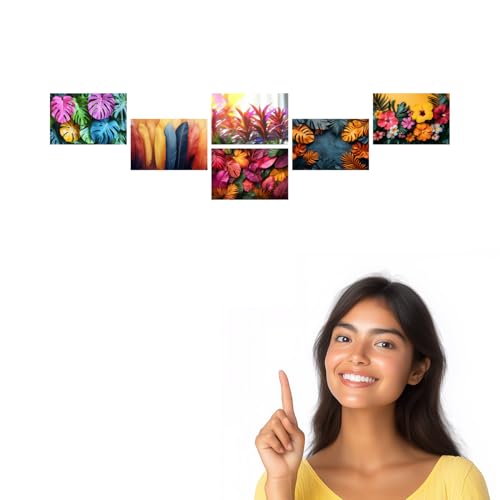 Image of SiddArtify Tropical Botanical Wall Art Prints Set - Colorful Plant Poster Decor for Living Room Bedroom Office - Set of 2-4x6 Inch - Board (Pack of 6) - Sticker (Pack of 6)