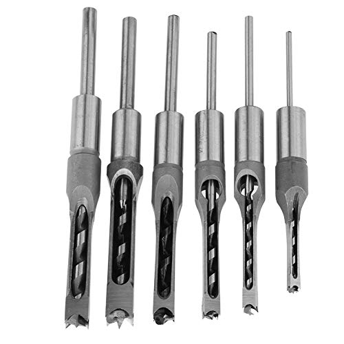 Hole Drill Bits, 6Pcs Steel Woodworking Hole Saw Mortising Chisel Mortiser Drill Bit Tool Set for Woodworker Carpenter DIY Wood Working, 1/4, 5/16, 3/8, 1/2, 9/16, 5/8-Inch - Thumbnail 7