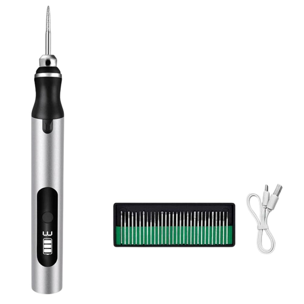 Jnchdghwa As Shown Electric Engraving Pen Diy Rotary Engraver With 30 Bits Portable Usb Rechargeable For Jewelry Wood Glass Stone Carving
