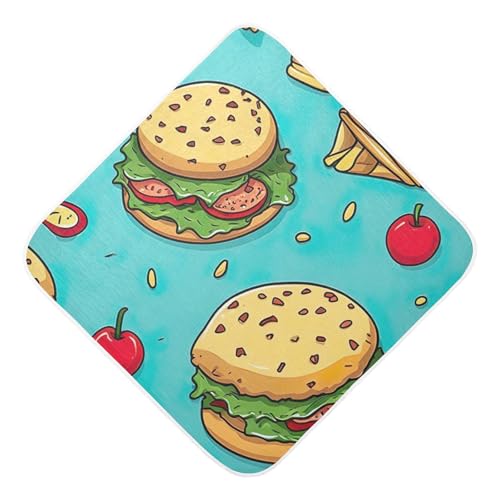 PaChyLuu Tasty Fast Food Baby Hooded Towel Soft Cotton Baby Towels Ultra Absorbent Bath Towel for Babies Boys Girls, 35x35 Inch